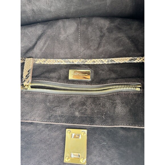 RARE 2015 Michael Kors Collection Brown Black Large Miranda Python Leather Tote - Picture 15 of 16